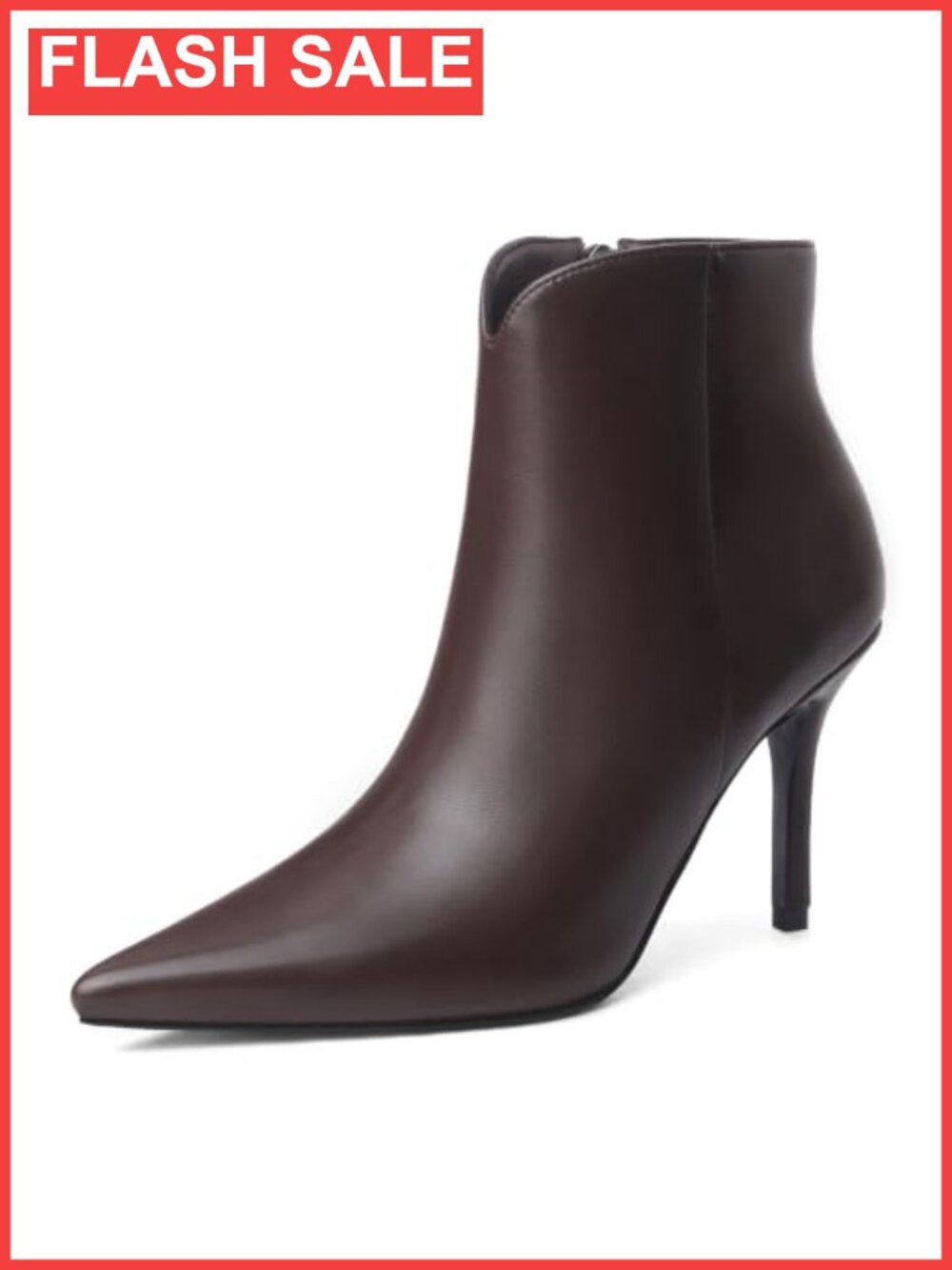Faux Leather Pointed Toe Stiletto Ankle Booties Side Zip Dressy